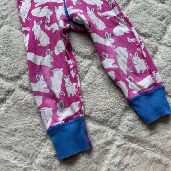Hanna Andersson | Pink And White Bunny Rabbit Print Baby Zip Sleeper | Size 2T - Picture 7 of 9